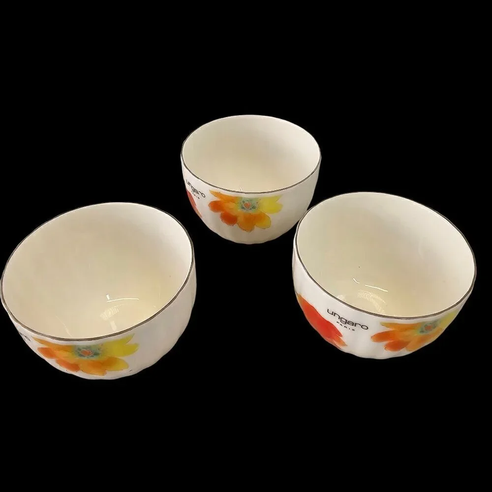 Ungaro Paris Maebata Japan Porcelain Tea Cups Set of 3  5 oz Capacity